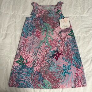 NWT Pappagallo Girls summer ocean coral turtle seahorse bow strap dress M 7 8